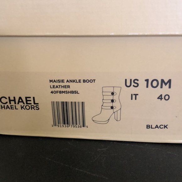 New Michael Kors Black Leather Ankle Boot 10M - Picture 2 of 7